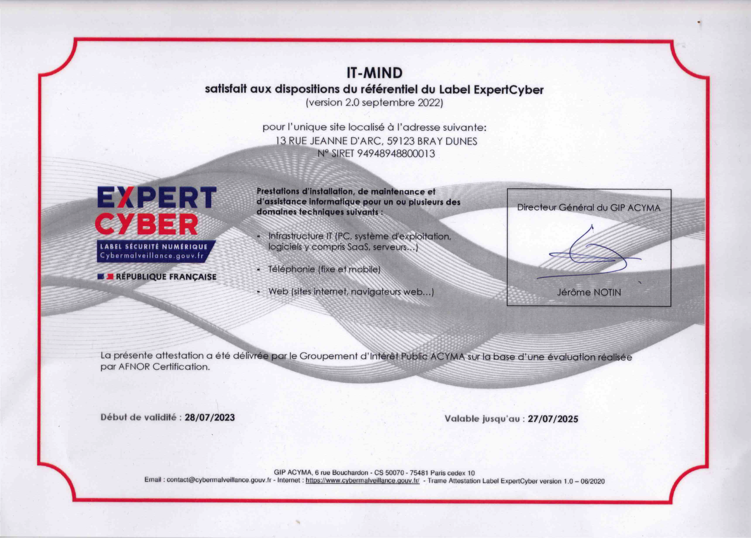 Certificat ExpertCyber v2 – IT-mind